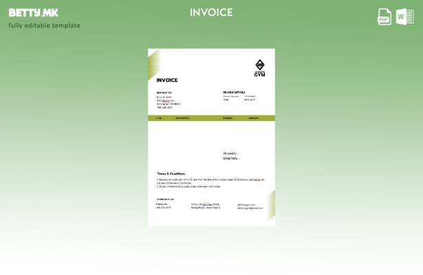Шаблон за фактура за тренер за фитнес тренер во модерен стил